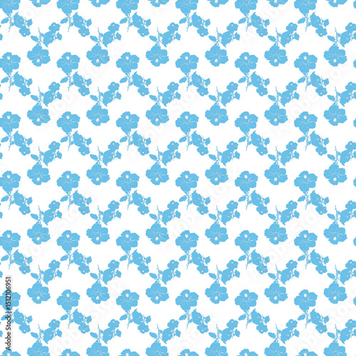 Seamless Floral Pattern Featuring Blue Flowers on a White Background