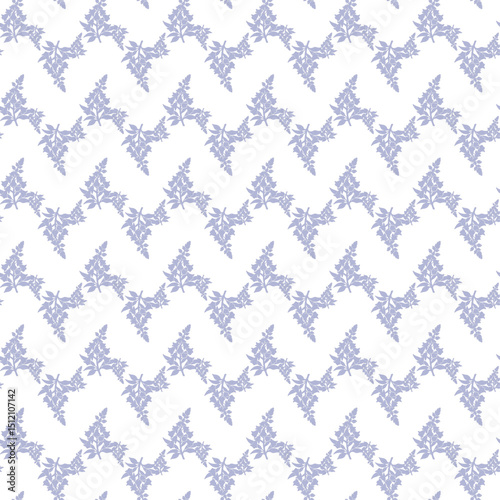 Seamless Lilac Floral Pattern with Vintage Style Botanical Motifs
