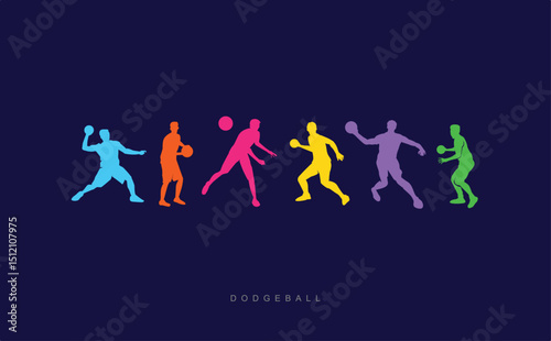 Colorful vector editable dodgeball player in action best for any graphic background