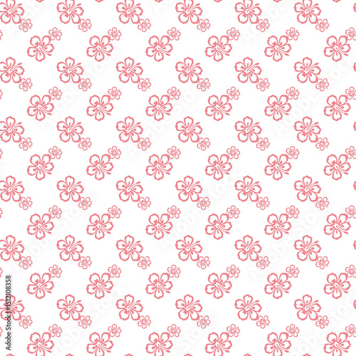 Seamless Pattern with Red Flower Designs on a White Background