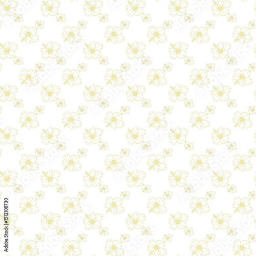 Seamless Yellow Floral Pattern on a White Background