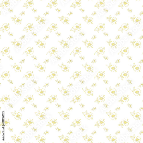 Seamless Yellow Floral Pattern on a White Background