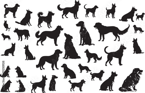 Dog Breeds Silhouettes Vector