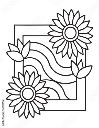 Summer Coloring page, line art, black and white, cute summer illustration, coloring page holiday time