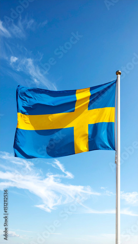 Swedish flag on blue summersky
