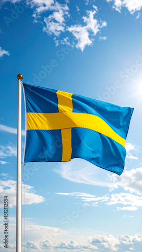 Swedish flag on blue summersky
