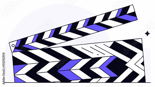 Vector Colorful clapperboard with modern design, symbolizing film production and creativity