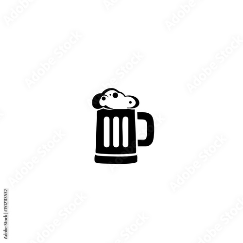 Minimal Beer Jug Logo - Flat Black & White Vector Design