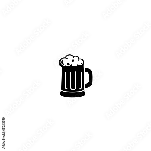 Minimal Beer Jug Logo - Flat Black & White Vector Design