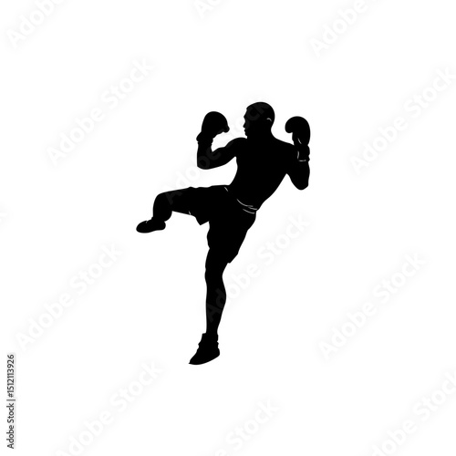 boxing, kickboxing, silhouette, fighter, martial, arts, gloves, punch, combat, sports, athlete, training, fitness, vector, icon, black, white, minimal, strong, power, aggressive, action, movement, dyn