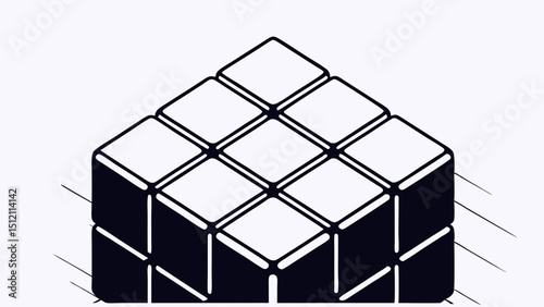 Vector minimalist design of three dimensional cube structure with sleek appearance