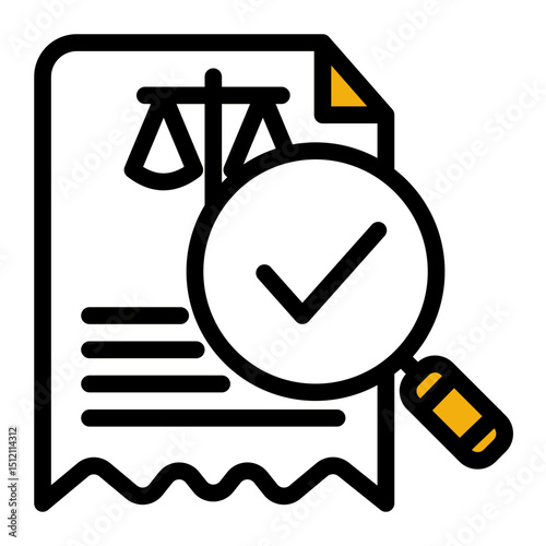Magnifying glass analyzing a document (Color Lineal Style)