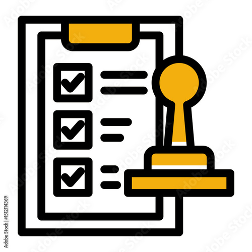 Notary stamp certifying a document (Color Lineal Style)