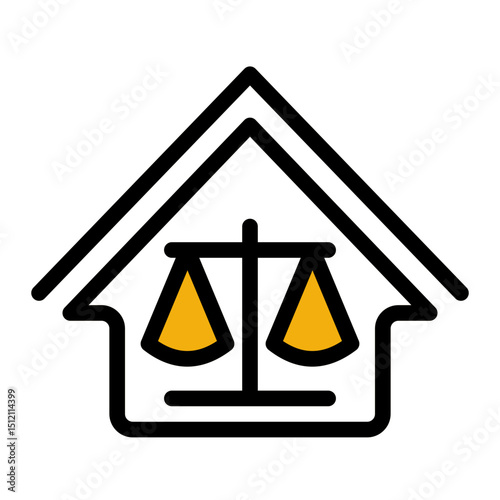 House with law scales symbol (Color Lineal Style)