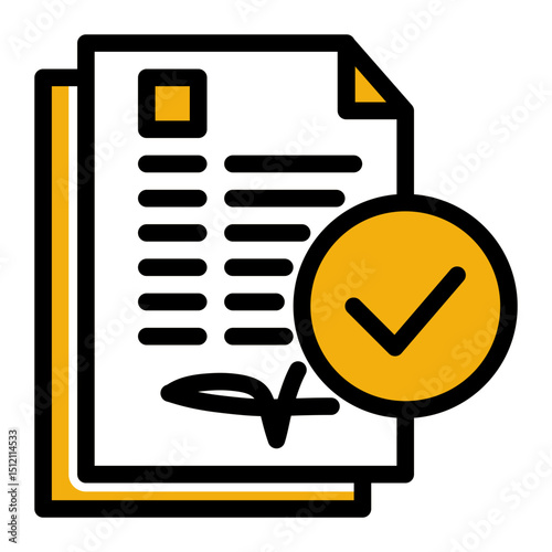 Document with verification checkmark (Color Lineal Style)