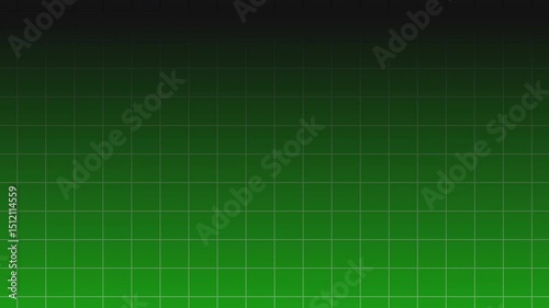 Dark green gradient grid background with subtle glow. Minimalist abstract background featuring a black-to-dark green vertical gradient with a subtle grid overlay. Landscape 16:9 format.