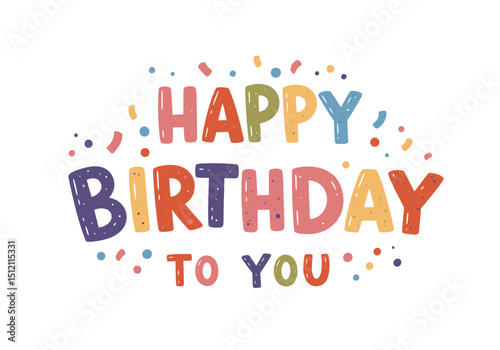 Colorful illustration lettering of Happy Birthday