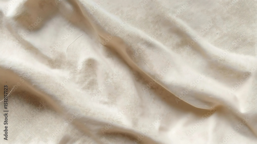 Fototapeta premium Creamy Beige Silk Fabric Draped Texture Background