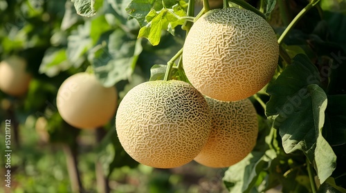 Sweet melon tree with a bunch of growing mature Sweet melon