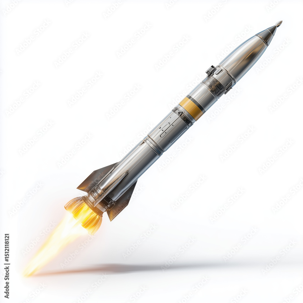 Naklejka premium Rocket Launch: A Powerful Display of Technology , white background cut out PNG