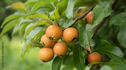 True medlar tree with a bunch of growing mature True medlar