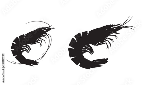 silhouette of a shrimp fish vector.
