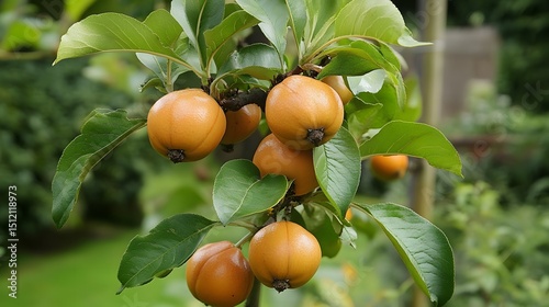 True medlar tree with a bunch of growing mature True medlar