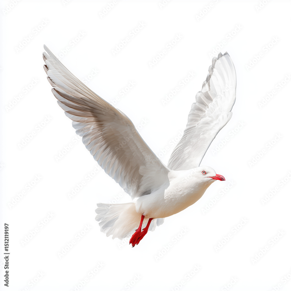 Fototapeta premium Majestic Seagull in Flight , white background cut out PNG