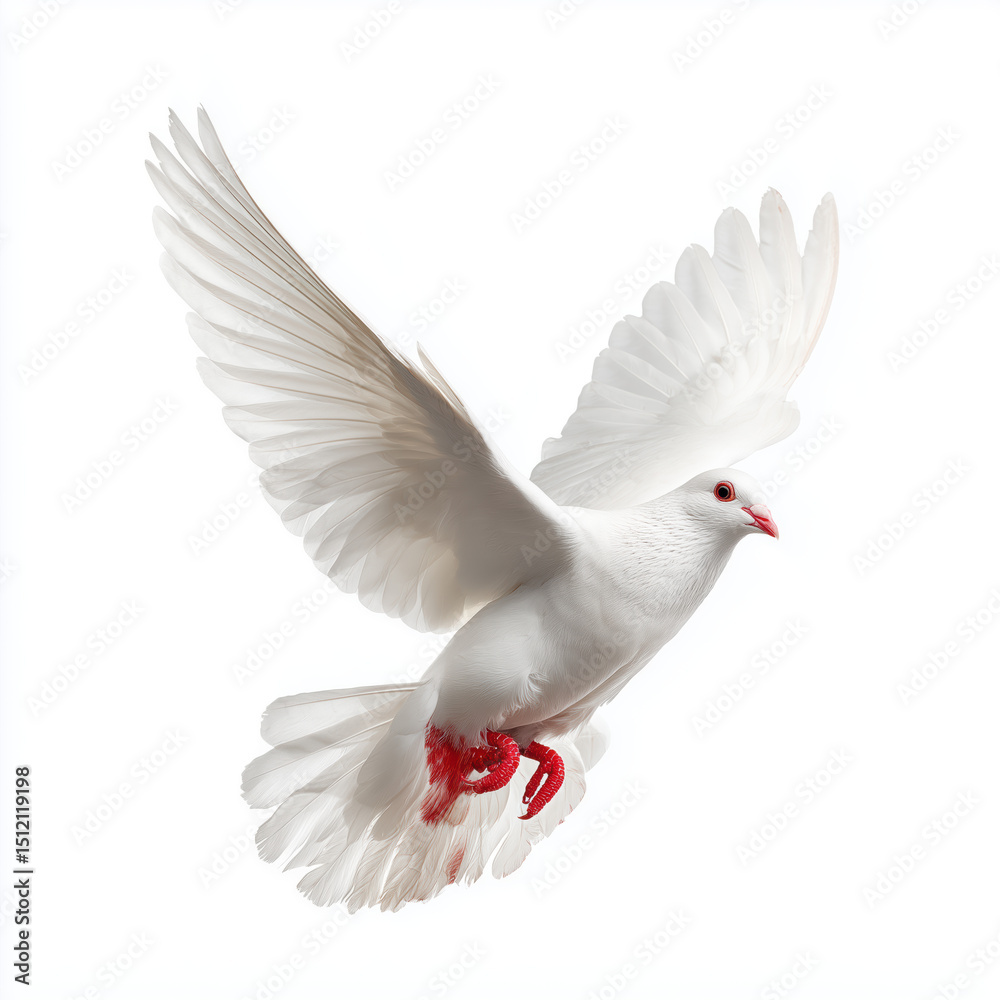 Fototapeta premium Majestic White Dove in Flight: A Symbol of Peace and Freedom , white background cut out PNG