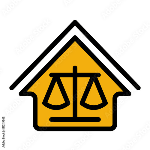 House with law scales symbol (Solid Color Lineal Style)