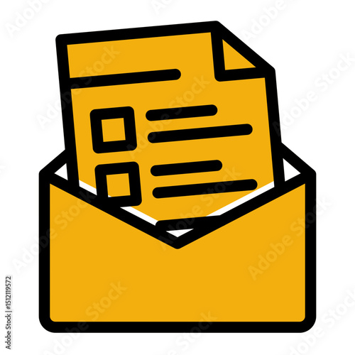 Envelope with letter inside (Solid Color Lineal Style)
