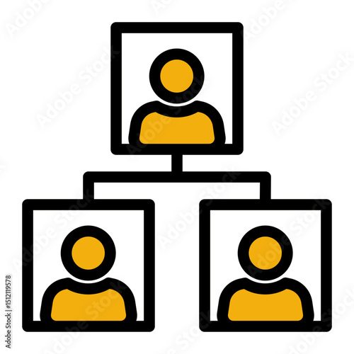 Team of people connected (Solid Color Lineal Style)
