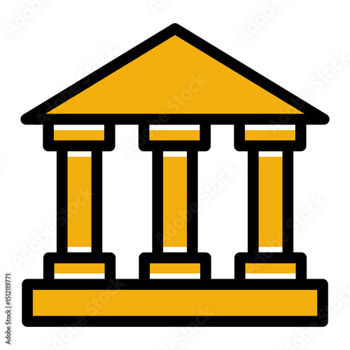 Courthouse building with columns (Solid Color Lineal Style)