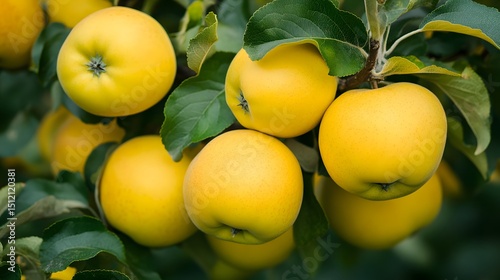 Yellow apple tree with a bunch of growing mature Yellow apple