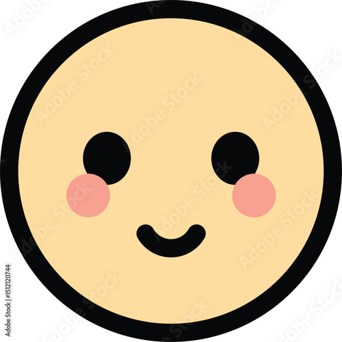 Cute smiling face icon with rosy cheeks and bold outline