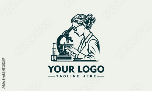 Female scientist observed specimen through microscope while recording results in laboratory environment. Science concept
