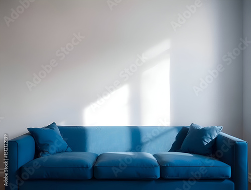 Interior of living room with blue sofa 3d rendering
