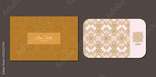Elegant Ornamental Pattern Business Card Mockup for Corporate Branding Identity