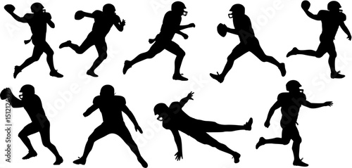 Black silhouettes of football players on a white background
