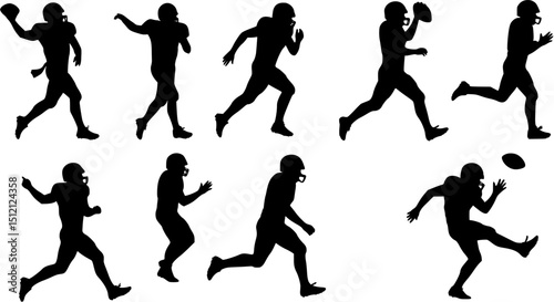 Black silhouettes of football players on a white background
