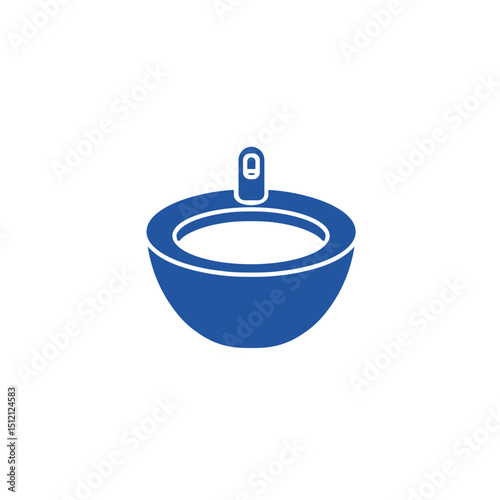 Blue washbasin icon for bathroom and personal hygiene