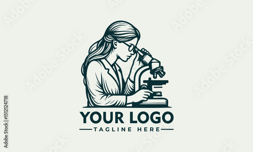 Female scientist observed specimen through microscope while recording results in laboratory environment. Science concept
