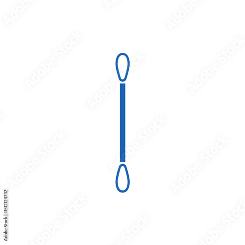 Blue cotton swab icon for personal hygiene and beauty care