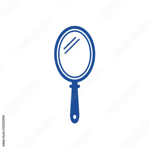 Blue hand mirror icon for personal grooming and beauty care