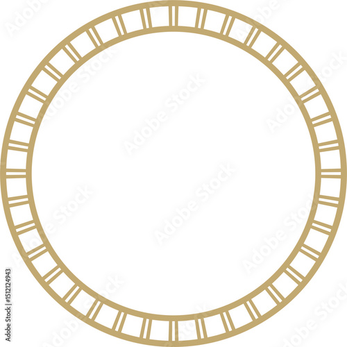 Vector golden round Egyptian ornament. Circle, frame, ring of ancient Egypt.Pattern of lotus flowers and sun
