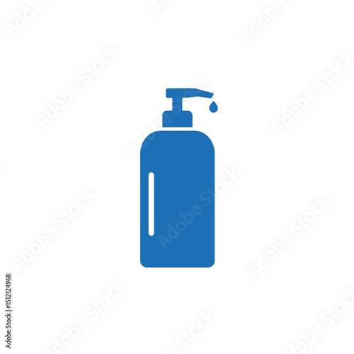 Blue liquid soap dispenser icon for personal hygiene and skincare products