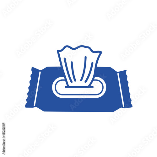 Blue wet wipes package icon for personal hygiene and cleaning apps