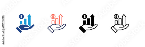 Profit icon set multiple style collection