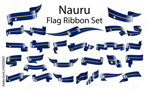 Nauru ribbon flag set