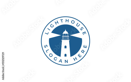 lighthouse logo vector illustration badge design